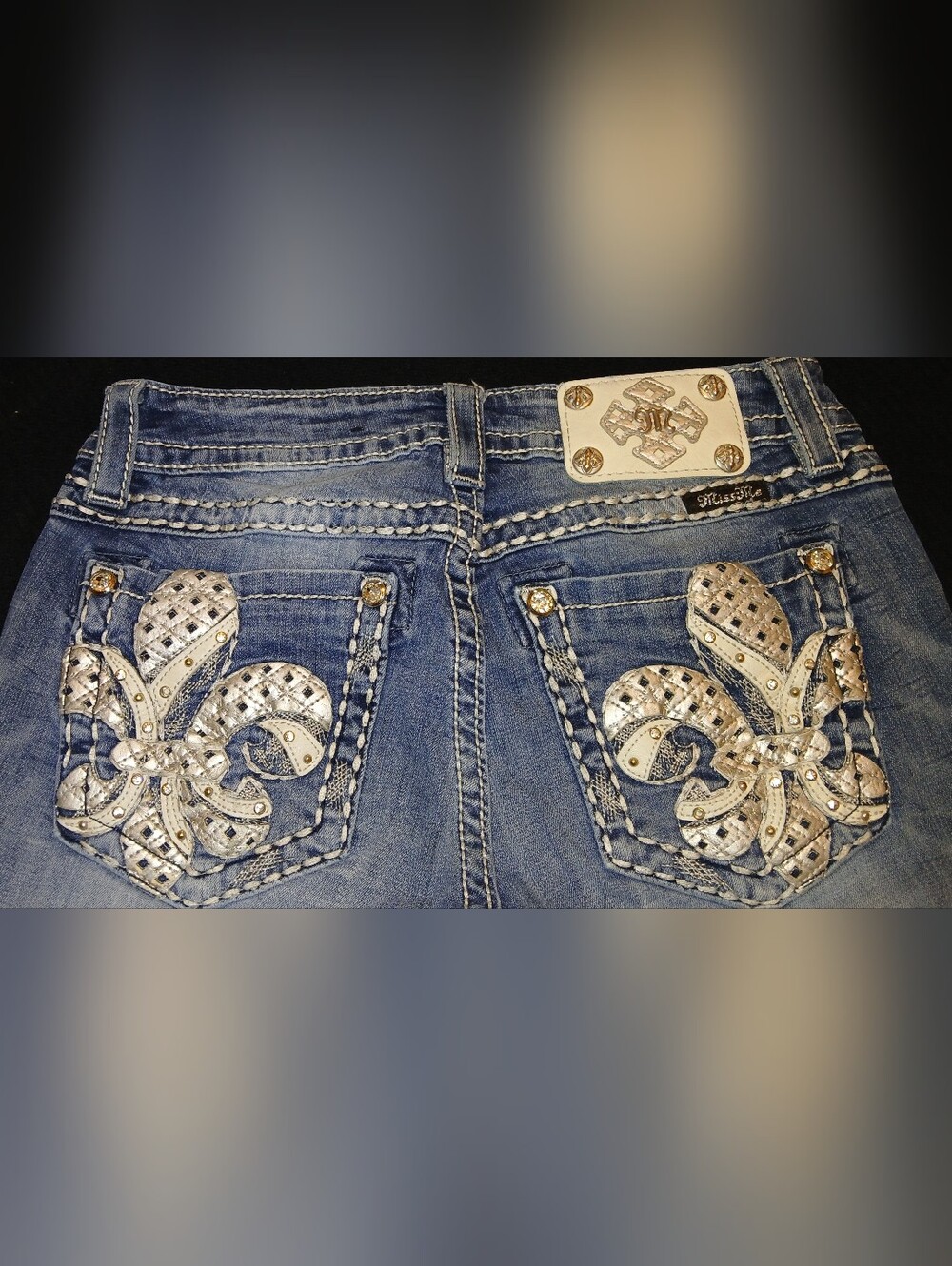 Miss Me Fleur De Lis Embellished Bootcut Jeans Size 28 Y2K Western Bling
